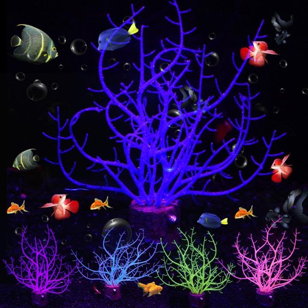 

decorations artificial silicone glowing fish tank aquarium coral plants underwater ornament decor accessories