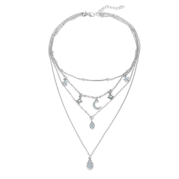 

chokers alloy star moon multilayer pendant choker necklace for women chain on the neck chains gift kpop jewelry 2021 aesthetic xl10411, Golden;silver