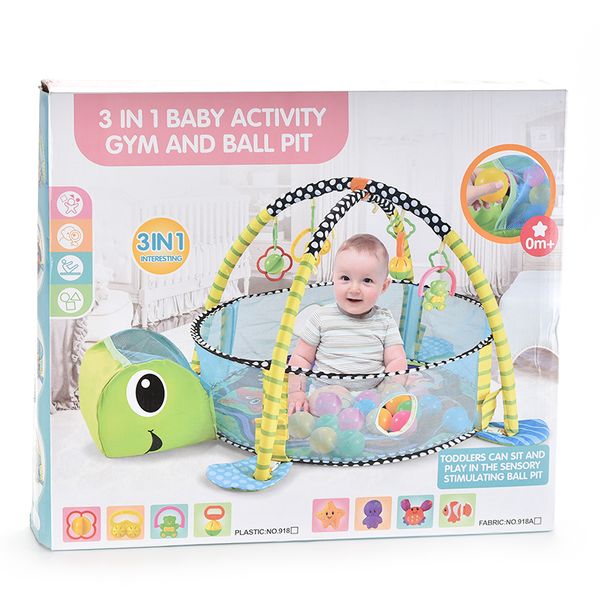 

3in1 baby play mat fencing ocean pool toys cartoon blanket ball game turtle foldable crawling tent pit pool gift