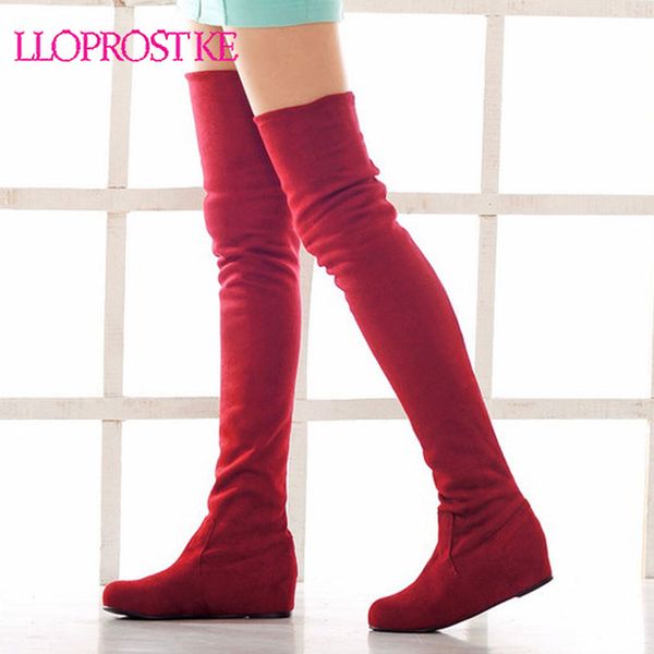 

lloprost ke large size 34-47 fashion over-the-knee boots woman add fur autumn winter casual women's shoes woman female boots, Black