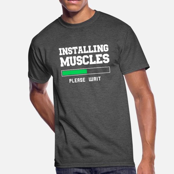 

installing muscles t shirt men fitness tee shirt crew neck formal fitness basic spring autumn natural shirt