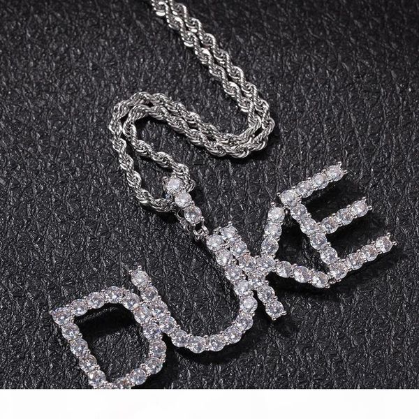 

custom name iced out letter necklace mens hip hop gold silver necklaces womens letter pendant necklace jewerly