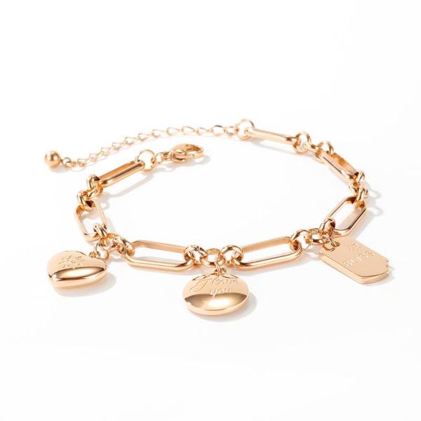 

new arrival simple heart-shaped square pendant bracelet titanium steel jewelry foy woman gift not fade drop shipping, Black