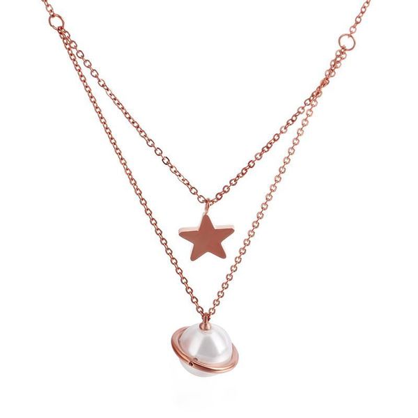 

chains necklaces for women trendy style star with shell pearl pendant necklace stainless steel choker collars jewelry gift, Silver