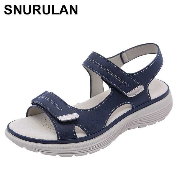 

snurulanwomen summer wedges non-slip beach open toe breathable soft bottom sandals sport style casual shoes sandalia, Black