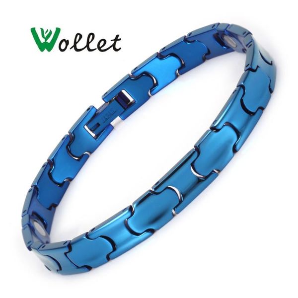 

wollet jewelry magnetic titanium therapy bracelet for women bio magnet blue black color health care healing energy simple design