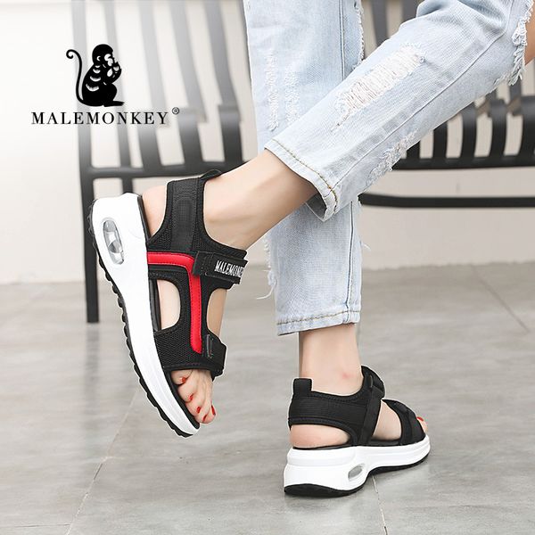

male monkey 023123 women sport sandals 2020 fashion platform soft sandals wedges shoes open-toed women beach summer, Black