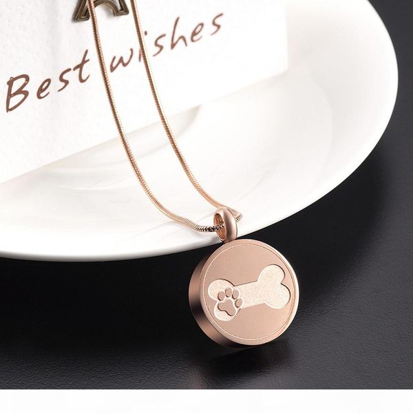 

ijd9884 pet dog ashes holder stainless steel cremation urn pendant necklace urn funeral jewelry with engrave dog bone ing, Silver