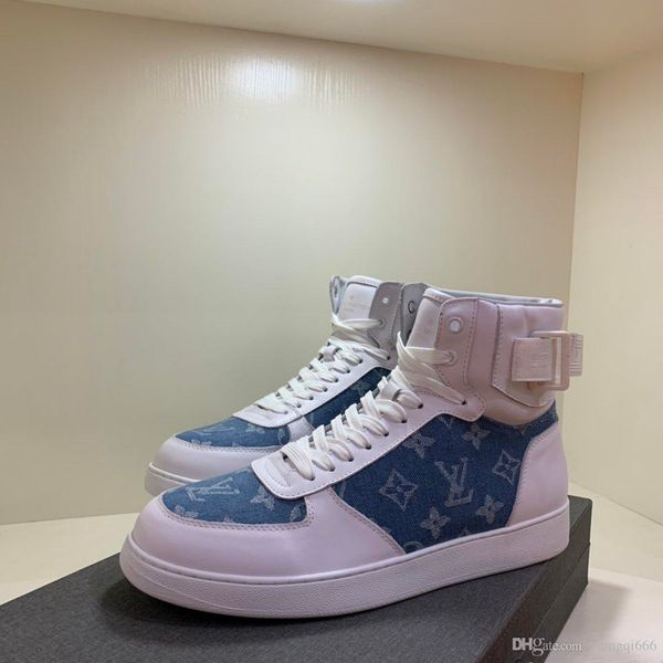 

2020 men's fashion casual high-shoes, comfortable wild high-shoes, printed leather, box size 38-45, Red;white