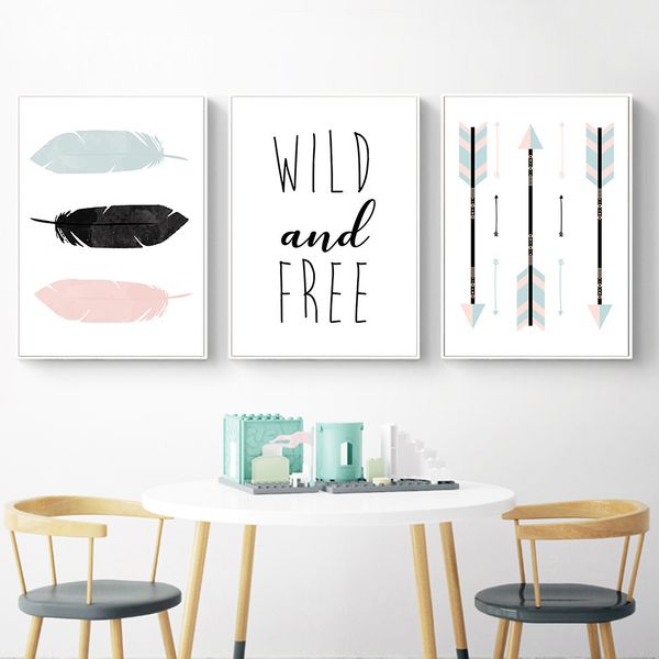 

abstract wall art canvas poster painting picture quote feather arrow cartoon nordic nursery prints home children room decoration