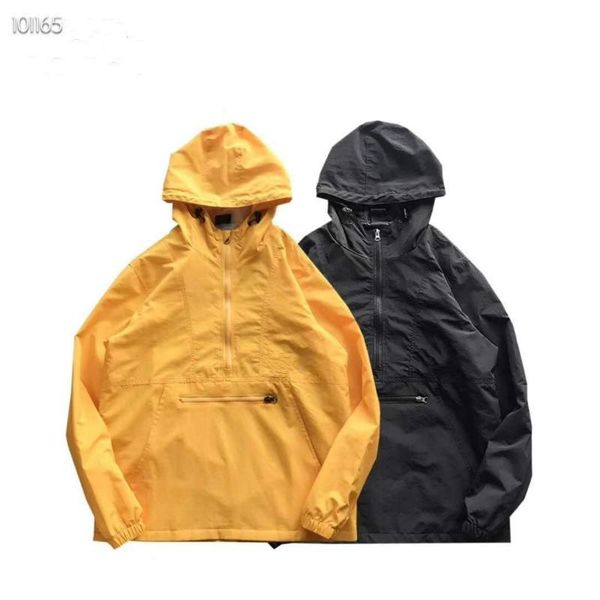 

2020 half zipper pullover jacket men new 2018 autumn hip hop hooded jacket front pocket casual windbreaker hoodie streetwear 21735, Black;brown