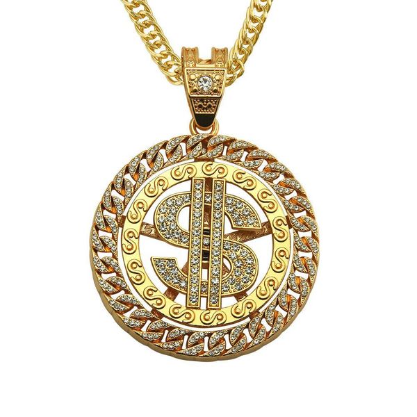 

2020 new designer explosions exaggerate european and american trendy male wave domineering hip-hop hip-hop diamond pendant necklace jewelry, Black