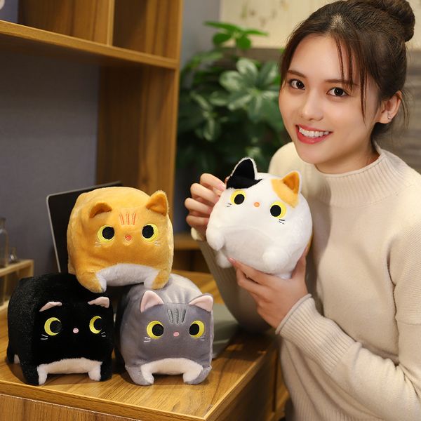

japan anime black cat plush doll toy yellow&white square party cat stuffed animals funny cat abstract element pgraphy decor lj200808