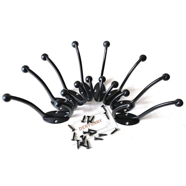 

8pcs/pack robe hook metal dual rustic wall mount coat hanger with screws bedroom