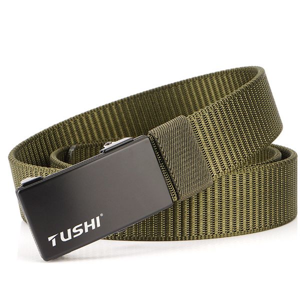 

thickened nylon canvas elastic belt men's belt automatic buckle youth thickening korean version tide casual, Black;brown