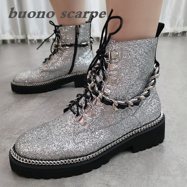 

martin boots female silver short chain motorcycle boots dark black