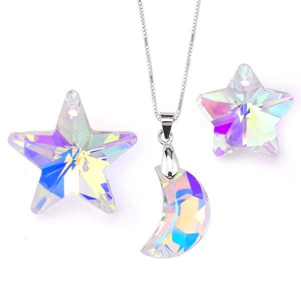

crystal moon&star beads glass star pendant crystal charms rhinestones for earring necklace diy jewelry accessories