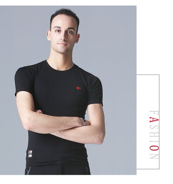

mens latin dance shirt ballroom latin dancing clothes professional competition dancewearman shirts garment lackshort sleeve, Black;red