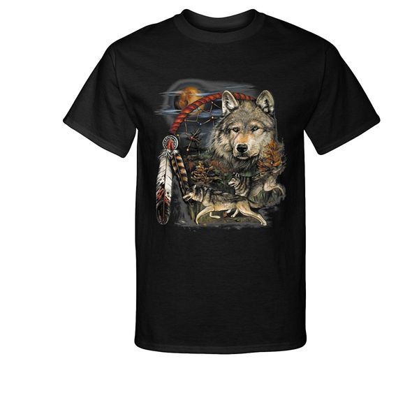 

2019 новая мода tee shirt повседневный американские волки dreamcatcher t-shirt