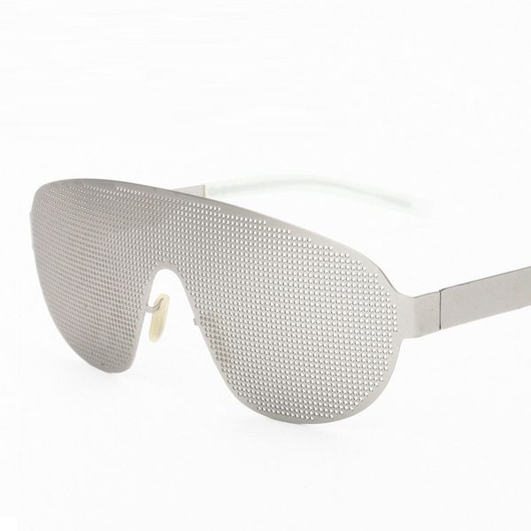 

steampunk glasses men pinhole eyewear silver one-piece punk hip hop fashion metal, White;black