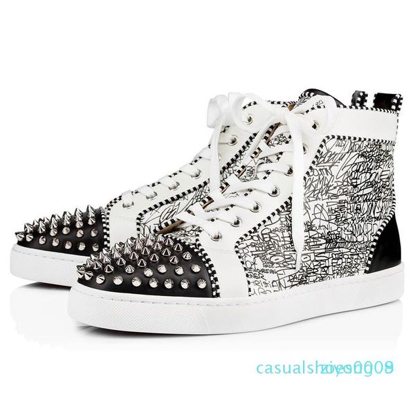 

with box 2020 new red bottoms shoes for mens womens designer spike suede leather platform red bottom fashion luxury casual sneakers5 z08, Black