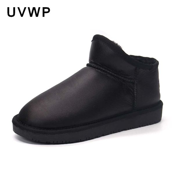 

новый дизайн женщин сапоги теплый снег сапоги из натуральной овчины кожа 100% натуральной шерсти зимней моды лодыжки обувь, Black