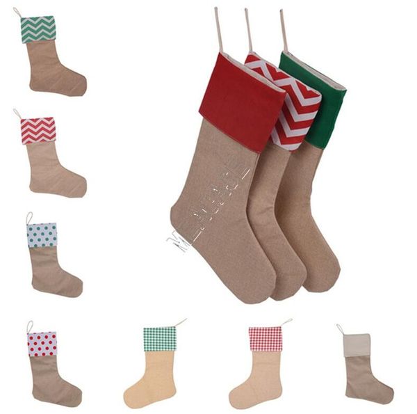 

30*45cm canvas christmas stocking gift bags long socks christmas decorations xmas stockings large plain burlap decorative socks sale d92106, Pink;yellow