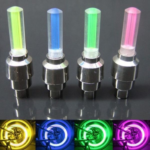 

bike lights 2pcs light wheel cap tire air cover rim stem neon color tyre long lasting safety led lamp flash for motorcycle car bicycle