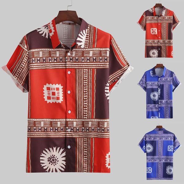 

men's casual shirts 2021 shirt fashion button hawaii print beach short sleeve quick dry blouse -3xl four colors hawaiian g3, White;black