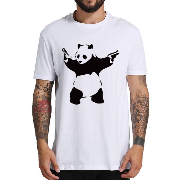 

panda with guns t shirt banksy england based street artist tshirt breathable eu size pure cotton
