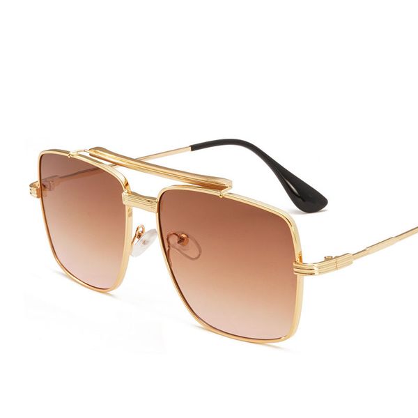 

men's sunglasses brown lens brand design metal temples men sun glasses coating mirror glasses, White;black
