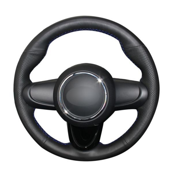 

hand-stitched black pu artificial leather car steering wheel cover for mini coupe 2016 accessories
