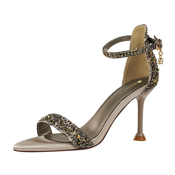 

thin heels super high cover heel ankle strap rome buckle strap open toe summer sandals women shoes new k0378, Black