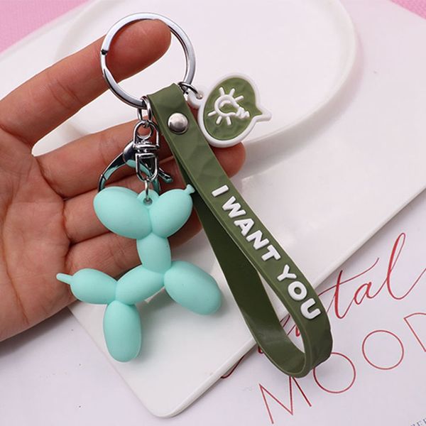 

cartoon balloon bubble dog keychain colorful soft rubber pvc lovely dog keyrings for women car key rings bag pendant, Silver