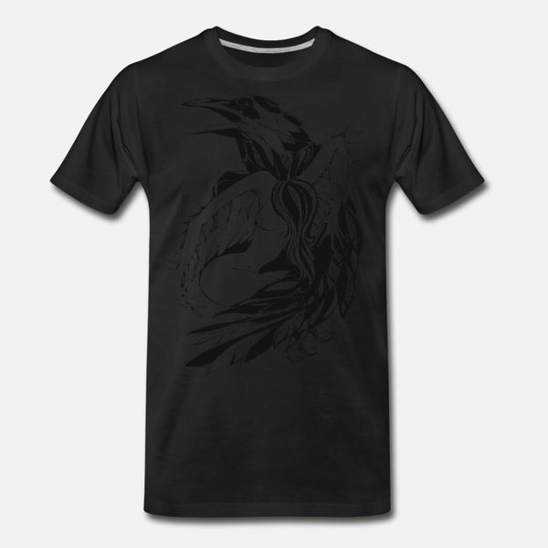 

angel raven crow tattoo art gift t shirt men printed 100% cotton round collar outfit loose comical summer family shirt