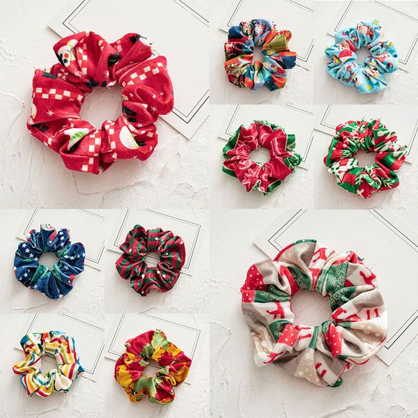 

flannel hair ties christmas scrunchies xmas geometric print elastic hair bands ponytail holder velvet rope accessories