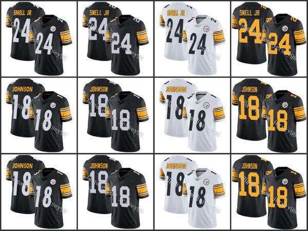 

pittsburgh steelers red 18 diontae johnson24 benny snell jr. black team color stitched football vapor untouchable jersey, Black;red