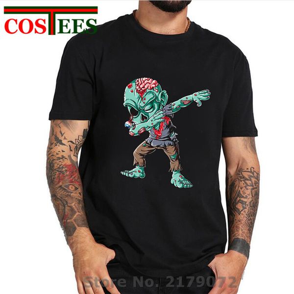 

dabbing zombie t shirt halloween gift t-shirt hombre camiseta aliens eat your brain tshirt male zombie dab tee shirt