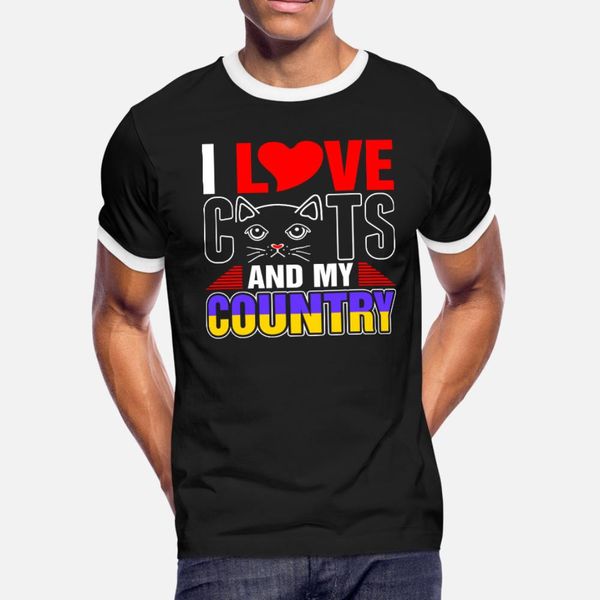 

i love cats and my ukraine country t shirt men designing tee shirt plus size 3xl clothes anti-wrinkle basic summer style family shirt
