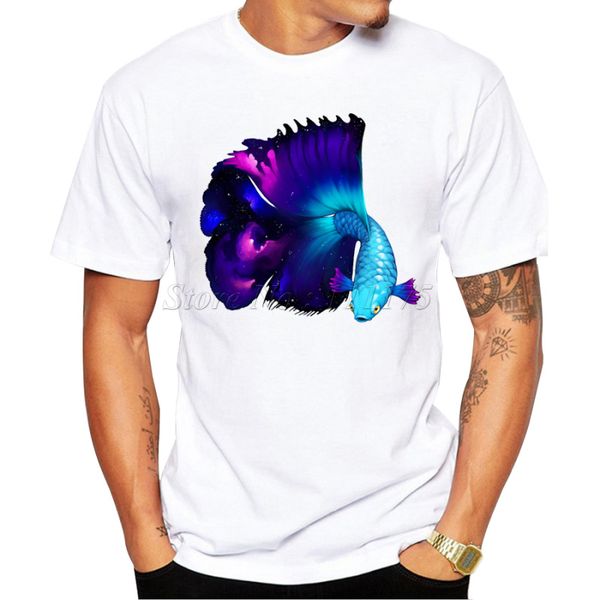 

2019 new amazing betta nebula design men's printed t shirt cool casual tee