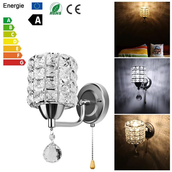 

modern wall lamp crystal wall hanging crystal lamp pendant wire switch ac 85-250v e14 socket (not including light bulb