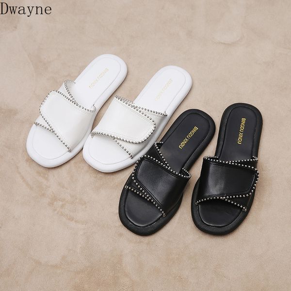 

flat-bottomed slippers female 2020 new summer wear square head fashion harajuku word cool, Black