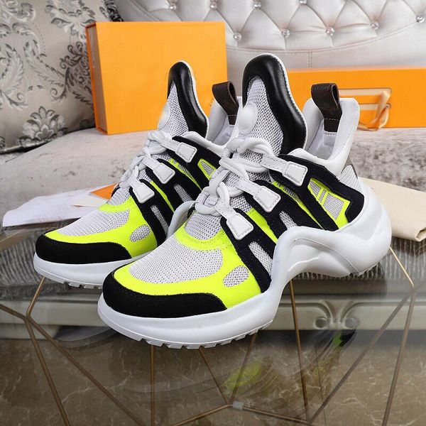 

2020 new fashion casual white blue color block archlight genuine leather sneaker mesh black breathable bow platform shoe stylist shoe s02