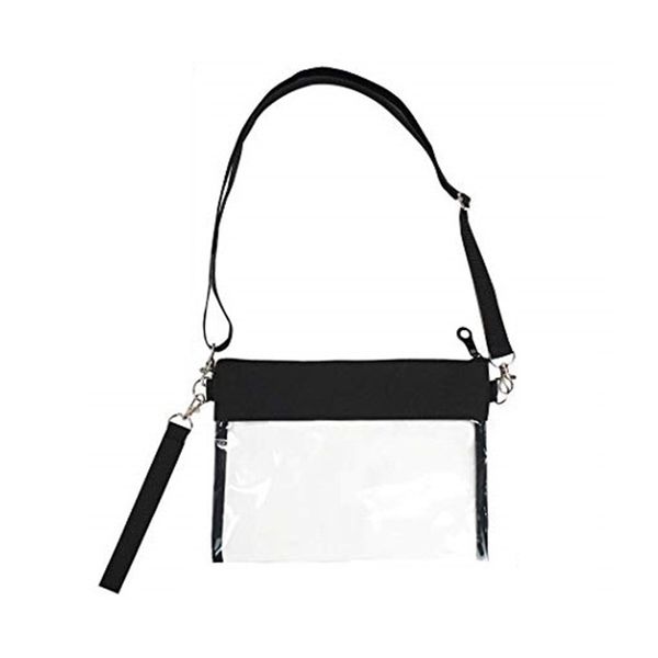 

clear crossbody purse bag clear purse with nylon trim fashionable design and fits many occasions