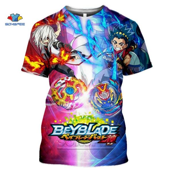 

beyblade burst evolution anime summer men homme 3d print shirts horror plus size anime men clothing