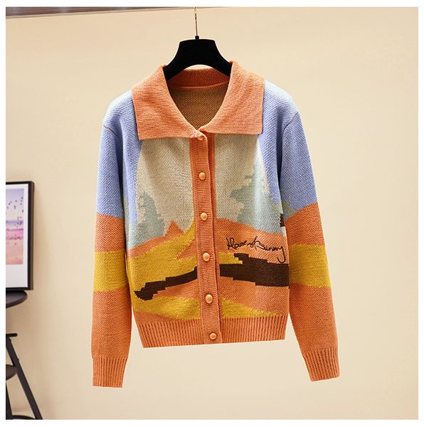 

901 2020 brand same style regular long sleeve sweater sweater cardigan lapel neck qian, White