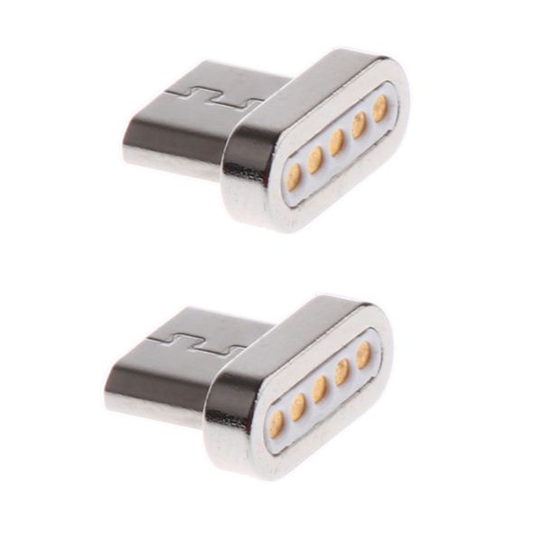 

2 pack aluminum magnetic tips micro usb male plug convert adapter charging connector head for samsung htc android phones silver