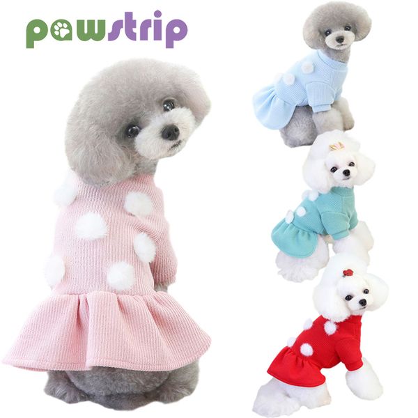 

dog apparel cute pet wool dress winter warm soft dogs clothes casual puppy skirt clothing for pomeranian yorkie costume s-xxl