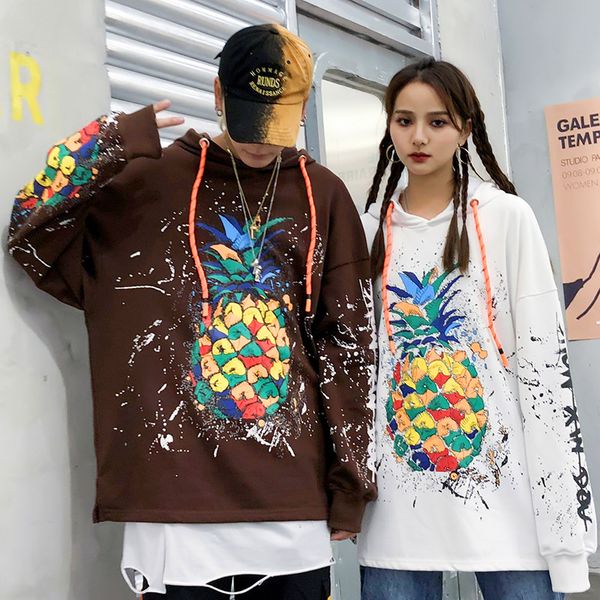 

2020 mens hip hop streetwear hoodie sweatshirt graffiti colorful print pullover cotton casual hooded sweatshirt black