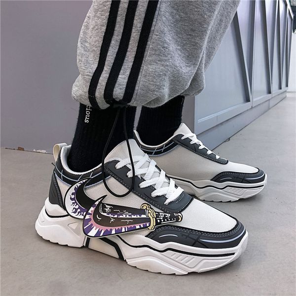 

men casual shoes comfortable anime design sneaker for men tenis hombre new mesh sneakers casual, Black